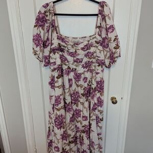 Abercrombie & Fitch Emerson Poplin Puff Sleeve Midi Dress XXL